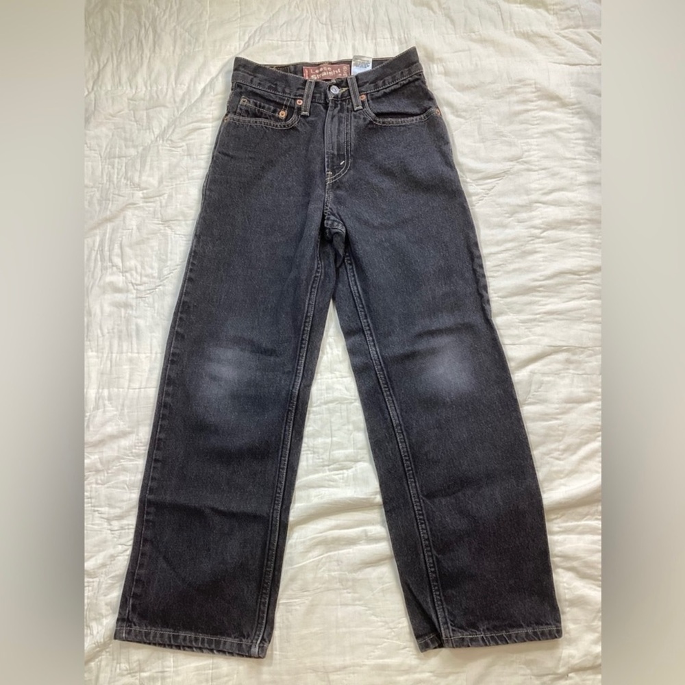 Boys Levi’s 569 Loose Straight Distressed Black Jeans 10 Slim